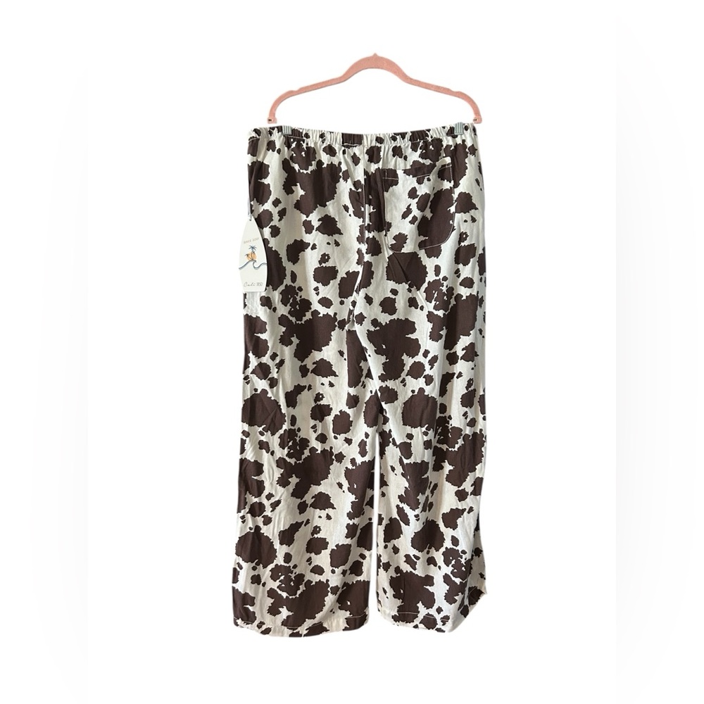 Cali 1850 Printed Linen Pull On Wide Leg Pants - Cow - Picture 6 of 8